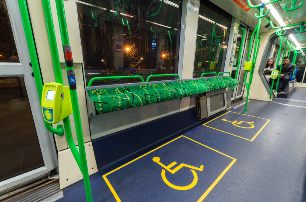 Priority disability seating on tram