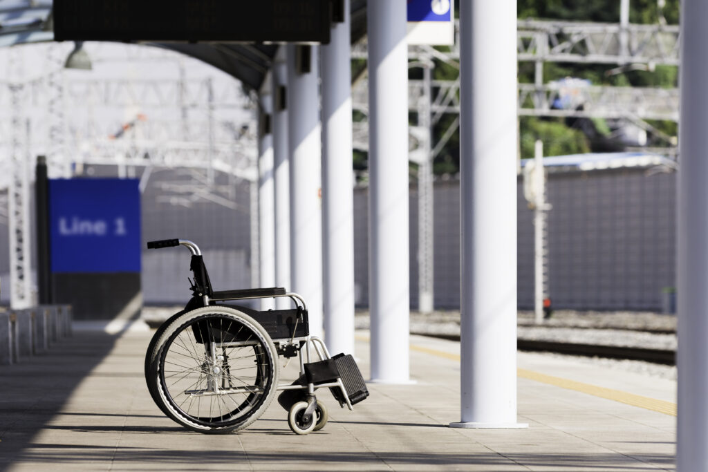 Wheelchair on train station platform